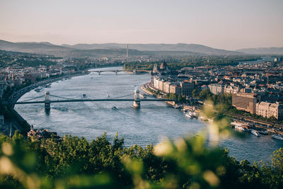 View of river with buildings in background