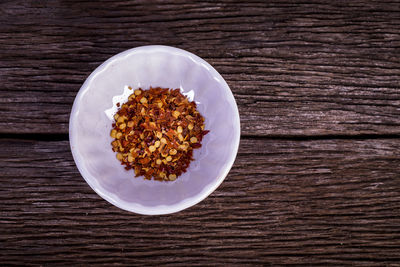 High angle view of breakfast on table