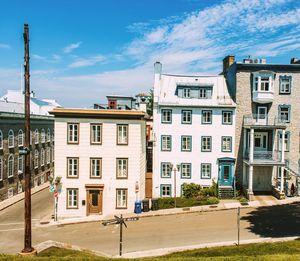 Road against buildings in city