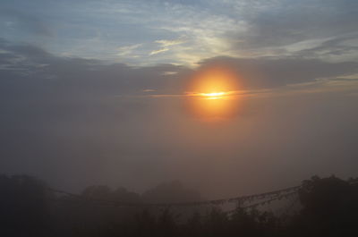Scenic view of silhouette mountain against sky during sunset