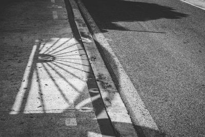 High angle view of shadow on road