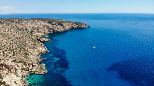 High angle view of sea against sky