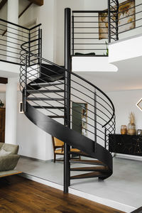 High angle view of spiral staircase