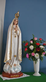 Holy statue of worship in a religious christian or catholic chapel 
