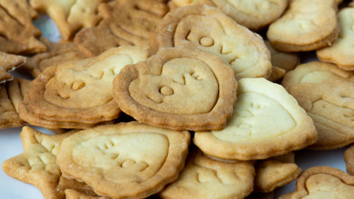 Heart shaped butter home made cookies biscuits with word love. love, romance, saint valentine day