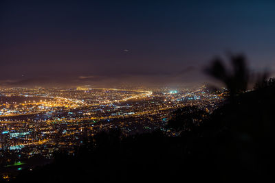 High angle view of illuminated city