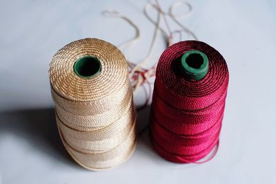 High angle view of multi colored pencils on table
