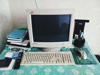 Close-up of laptop on table