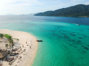 High angle view of people on beach