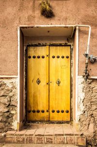 Closed door of house