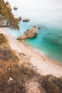 High angle view of beach