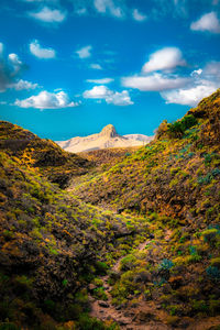 Scenic view of mountains against sky