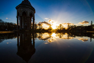 Reflection of buildings in lake