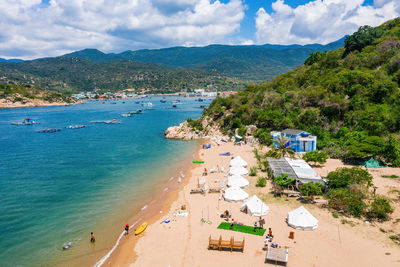 High angle view of beach against sky