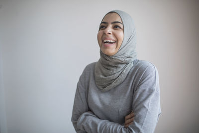 Portrait of a businesswoman wearing a hijab.