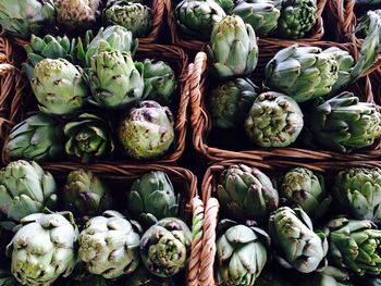 High angle view of vegetables for sale in market