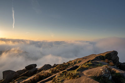 Temperature inversion at the roaches n the staffordshire, peak district national park, uk.