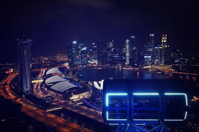 Illuminated cityscape at night