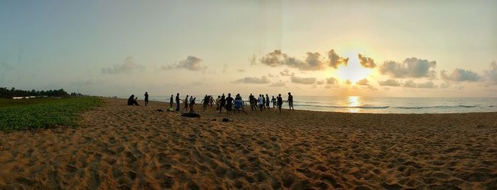 Scenic view of sea at sunset