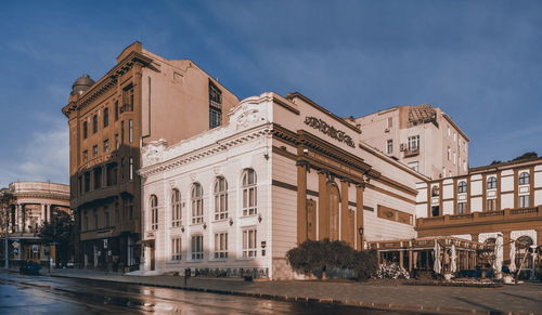 Historic buildings on the theater square in odessa, ukraine, in the early morning