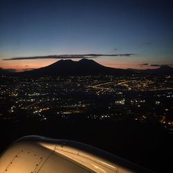 Aerial view of sea against sky at night