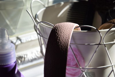 Close-up of coffee cup on table at home