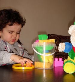 Girl looking away on table