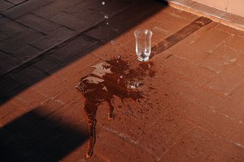 Close-up of water spilling on flooring