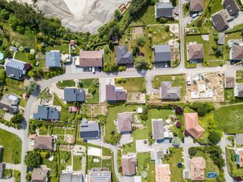 Aerial view of houses in town