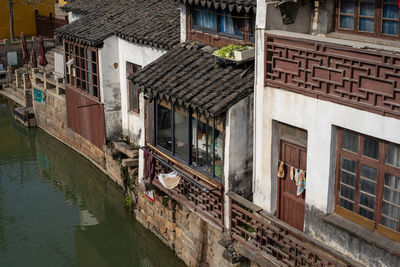 High angle view of residential buildings