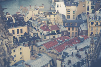 High angle view of buildings in city