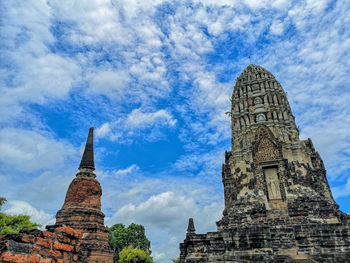 Low angle view of temple building against sky