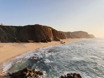 Scenic view of sea against clear sky