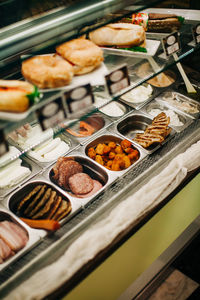 High angle view of food on table