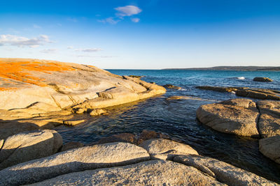 Scenic view of sea against blue sky