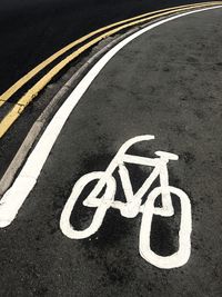 High angle view of marking on road