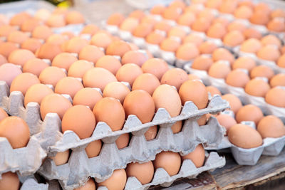 Close-up of eggs for sale in market