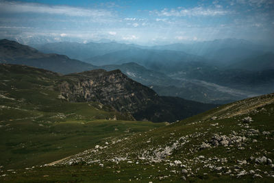 Scenic view of mountains against sky