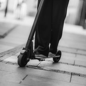 Electric scooter commuting in the city