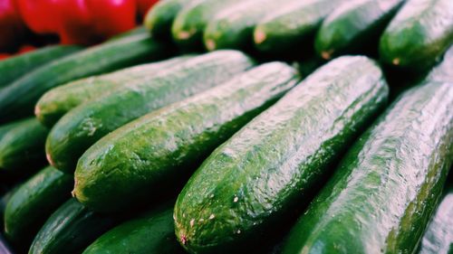 Close-up of cucumbers for sale at market