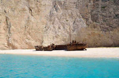 Shipwreck of navagio beach at zakynthos