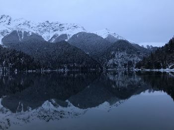 Lake ritza, cold winter evening