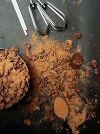 High angle view of cookies on table