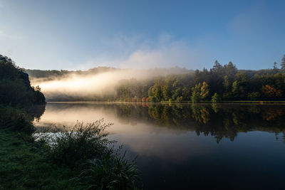 Scenic view of lake against sky