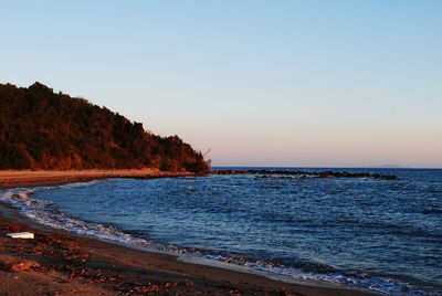 Scenic view of sea against clear sky