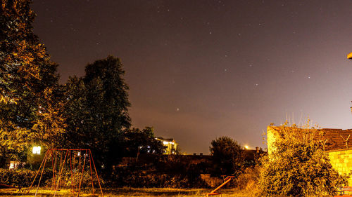 Trees against sky at night