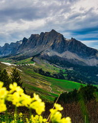Scenic view of mountains against sky