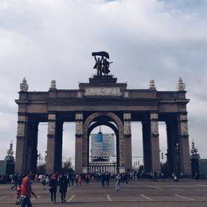 Tourists in front of historical building