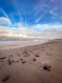 Scenic view of beach against sky