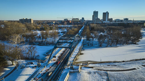 High angle view of bridge over river